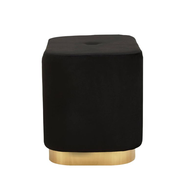 Hartford Pouffe - Black Velvet Fabric