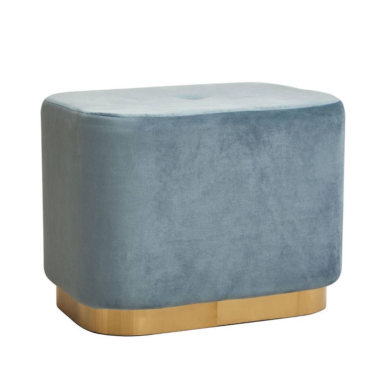 Hartford Pouffe - Blue Velvet Fabric