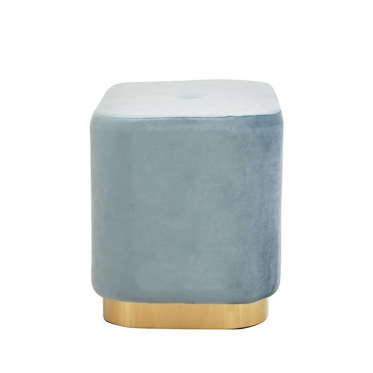Hartford Pouffe - Blue Velvet Fabric
