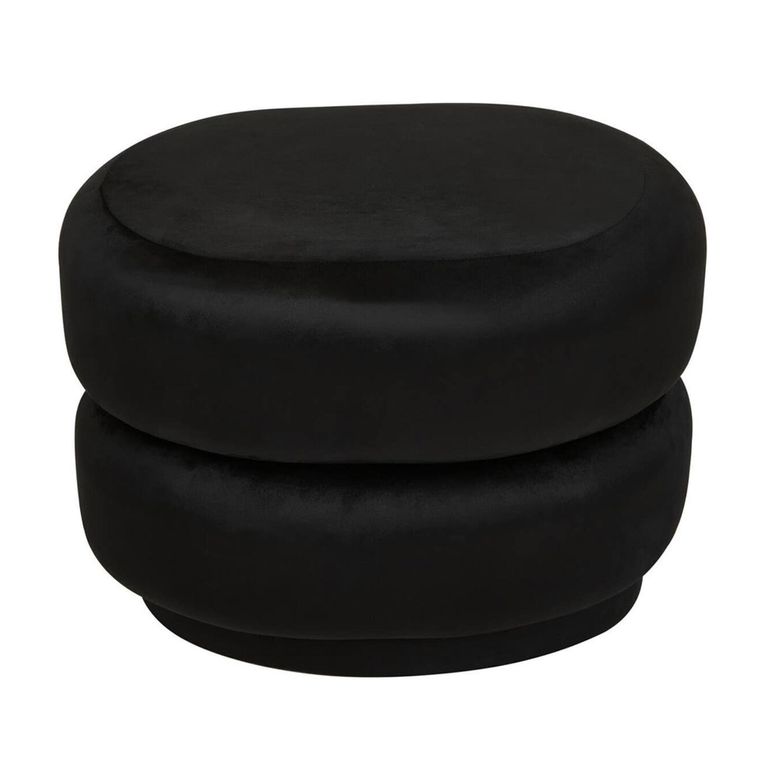 Hartford Pouffe - Oval - Black Velvet Fabric