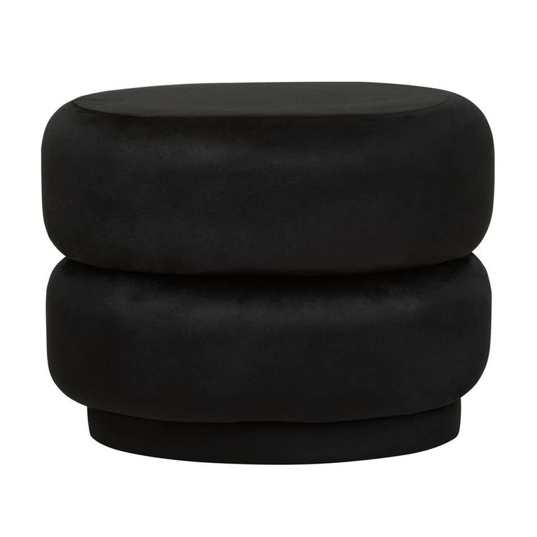 Hartford Pouffe - Oval - Black Velvet Fabric