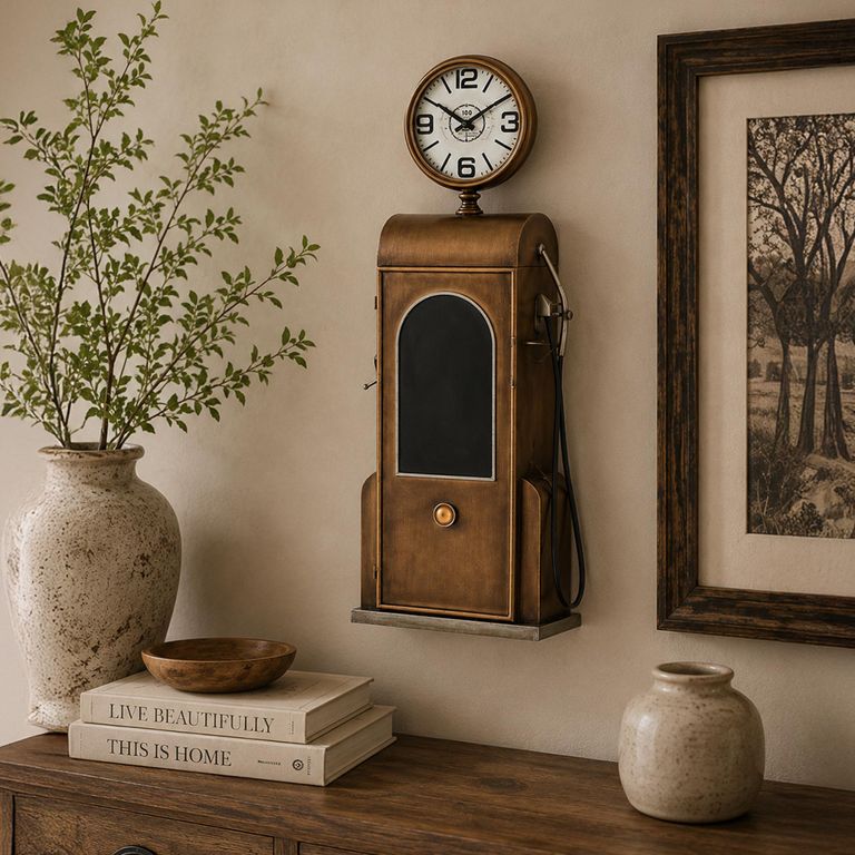 Wall Clock - 1 Door - Gold - Metal