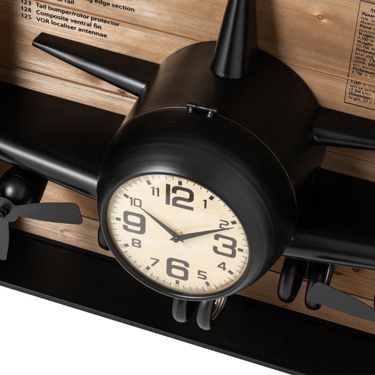 Airplane Wall Clock - Black - Metal