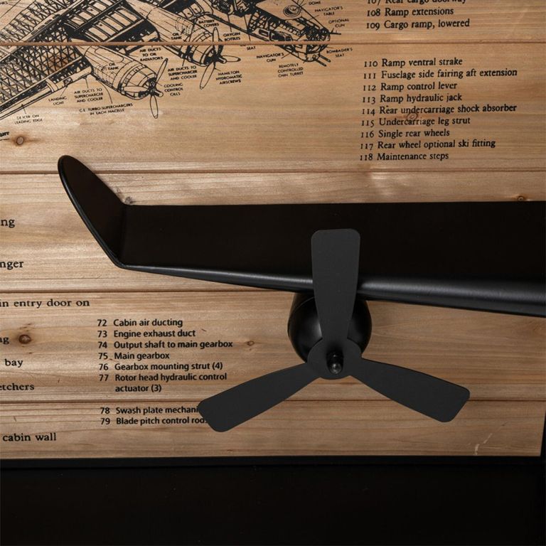 Airplane Wall Clock - Black - Metal