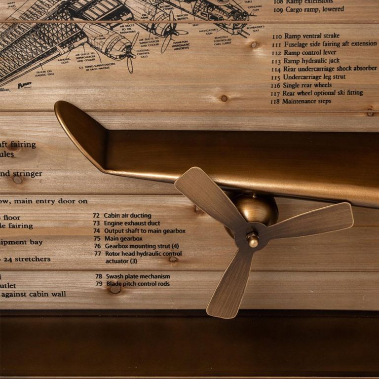 Airplane Wall Clock - Gold - Metal