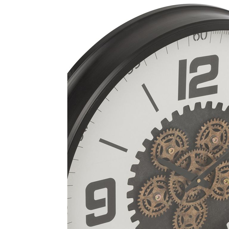 Hollow Gears Wall Clock - Round - Black and White - Wood