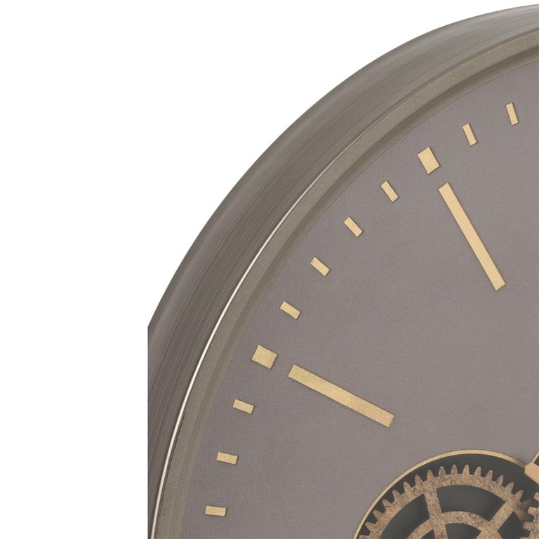 Hollow Gears Wall Clock - Round - Grey and Gold - Wood