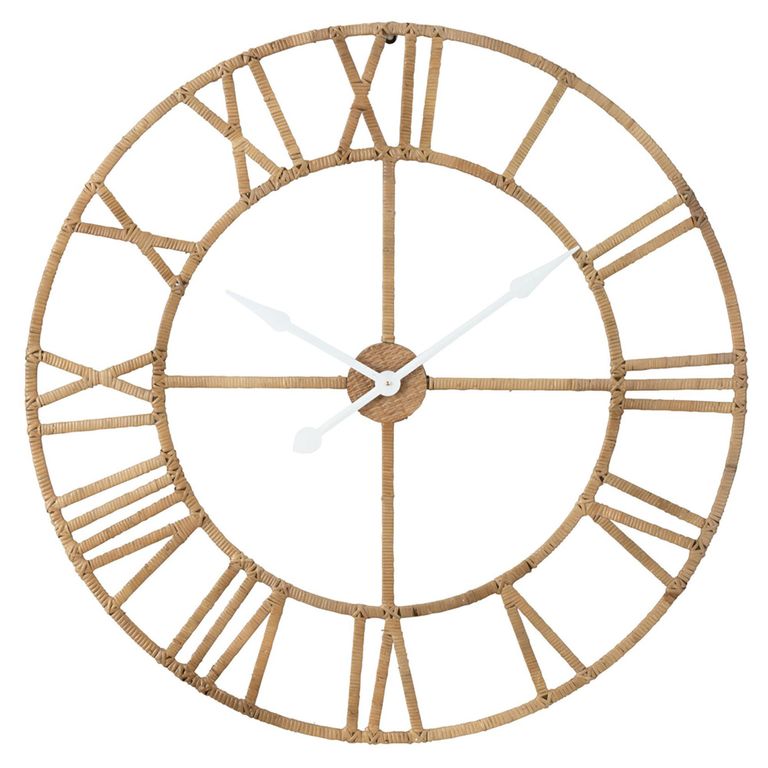 Roman Wall Clock - Round - Natural - Rattan and Metal