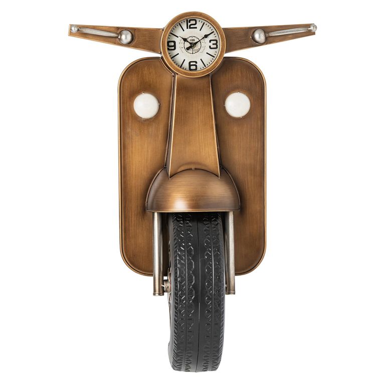 Scooter Wall Clock - Gold - Metal