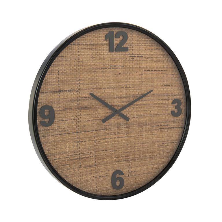 Wall Clock - Round - Black and Brown - Wood