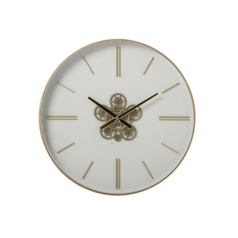 Wall Clock - Round - Small - White and Gold - Metal