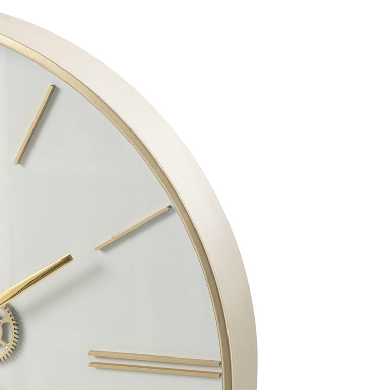 Wall Clock - Round - Small - White and Gold - Metal