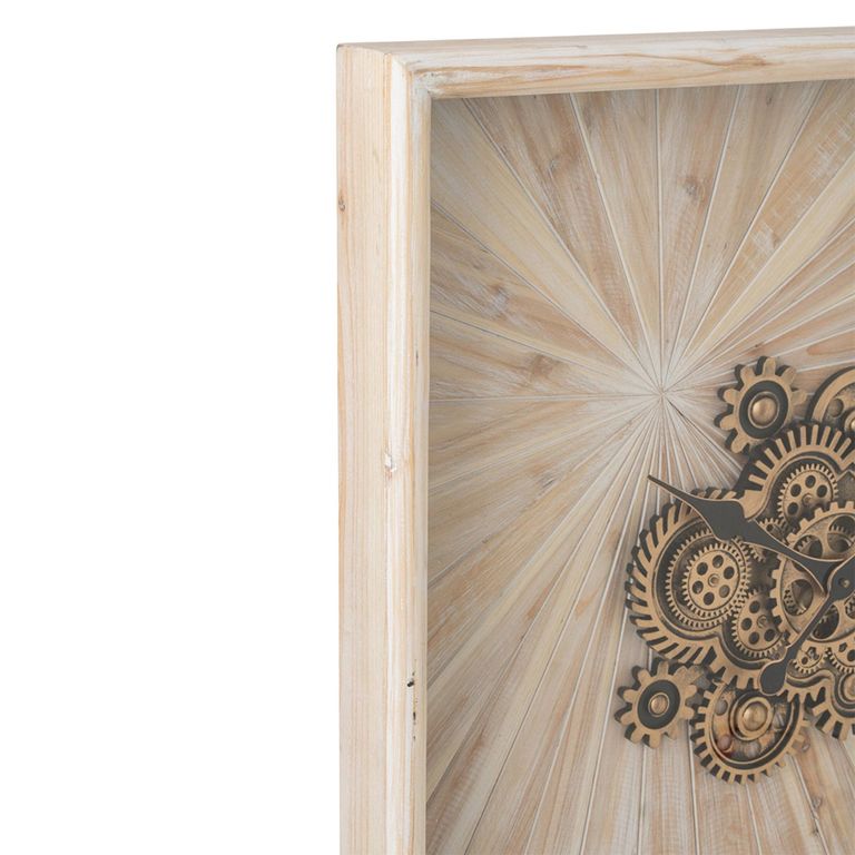 Wall Clock - Square - Large - Light Beige - Wood