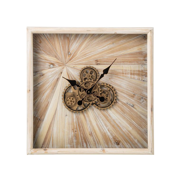 Wall Clock - Square - Small - Light Beige - Wood