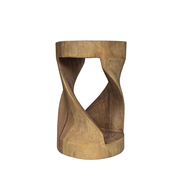 Suar Stool - Round - Natural Wood
