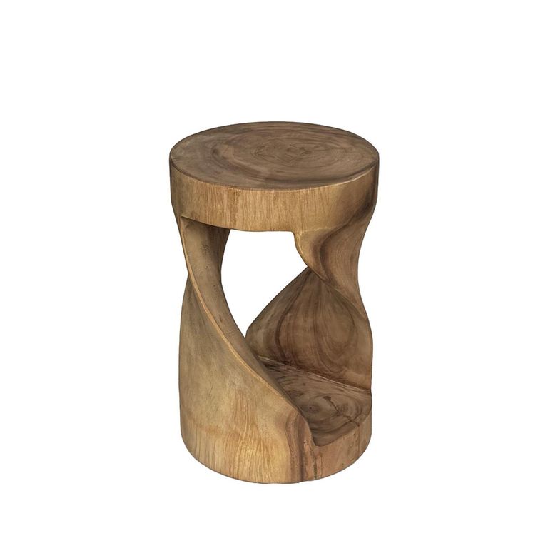 Suar Stool - Round - Natural Wood