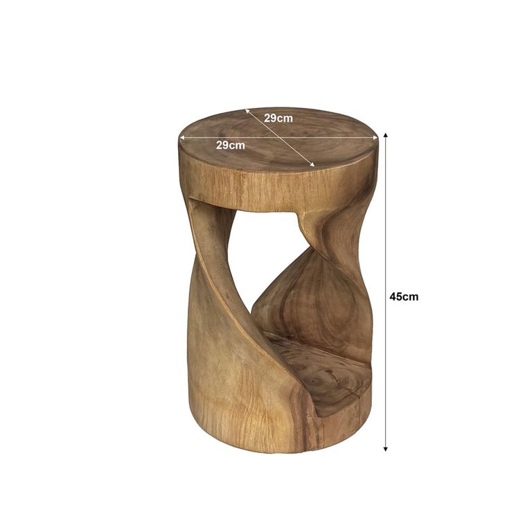 Suar Stool - Round - Natural Wood