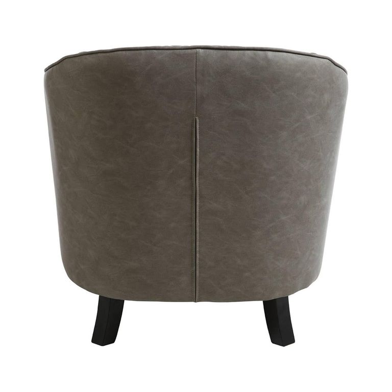 Derby Armchair - Grey Faux Leather with Footstool