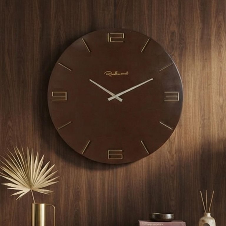 Byram Wall Clock - Round - Chestnut - Metal