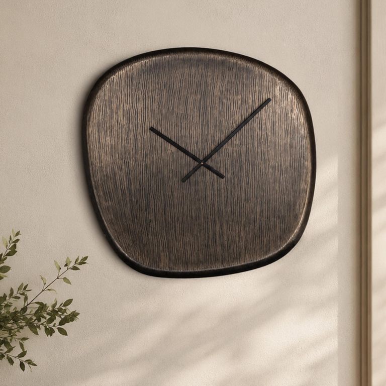 Nuvani Wall Clock - Abstract - Bronze - Metal