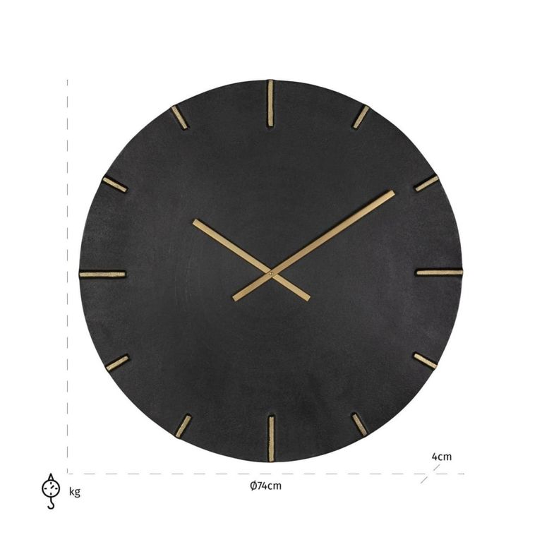 Bilal Wall Clock - Round - Black and Gold - Aluminium