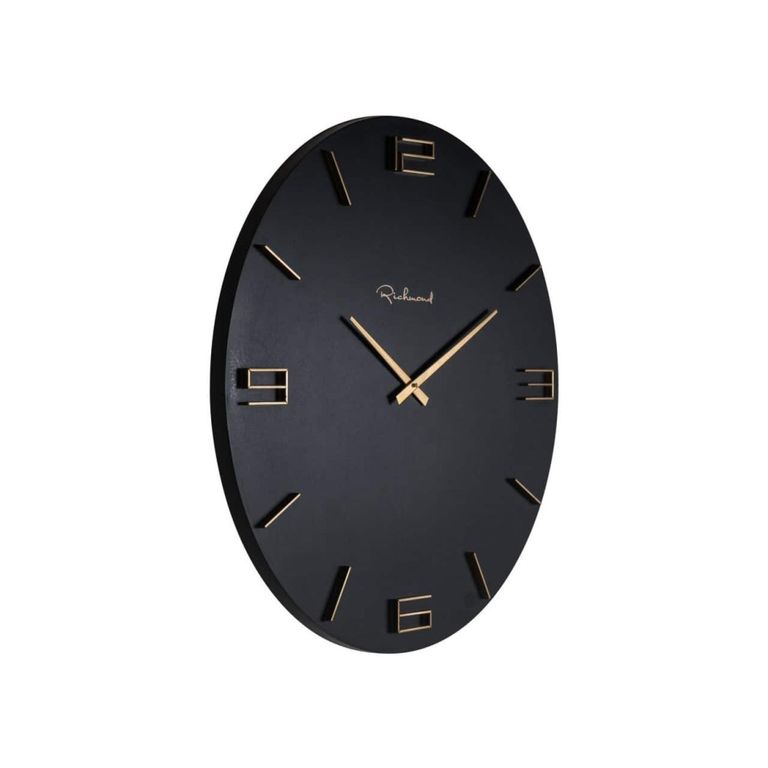 Byram Wall Clock - Round - Black and Gold - Metal