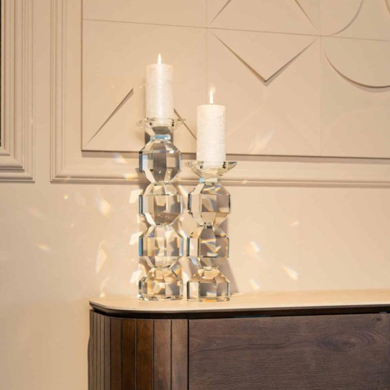 Safia Candle Holder - Small - Clear - Glass