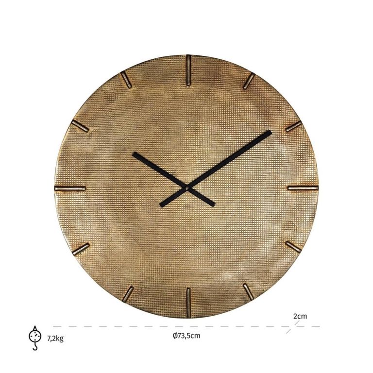 Zane Wall Clock - Round - Gold - Aluminium