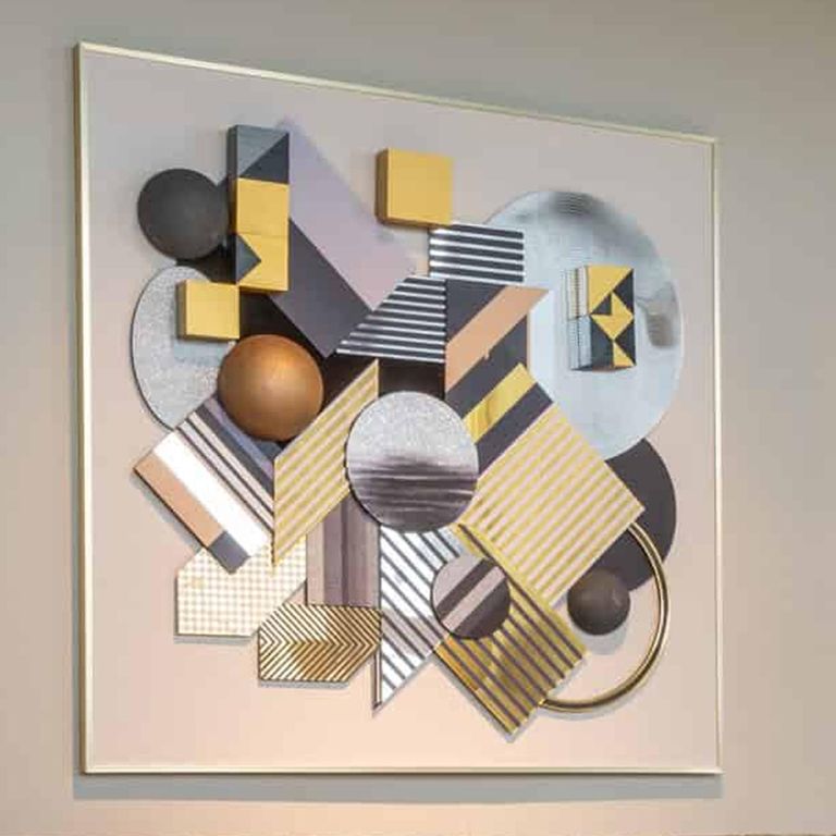 3D Block Wall Art - Square - Black and Gold