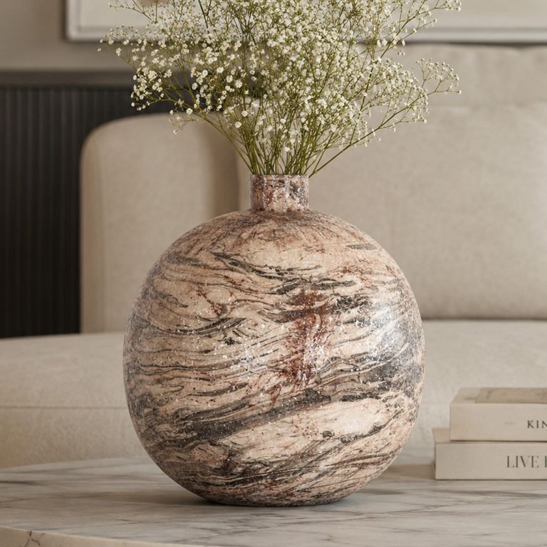 Devana Vase - Round - Beige - Metal