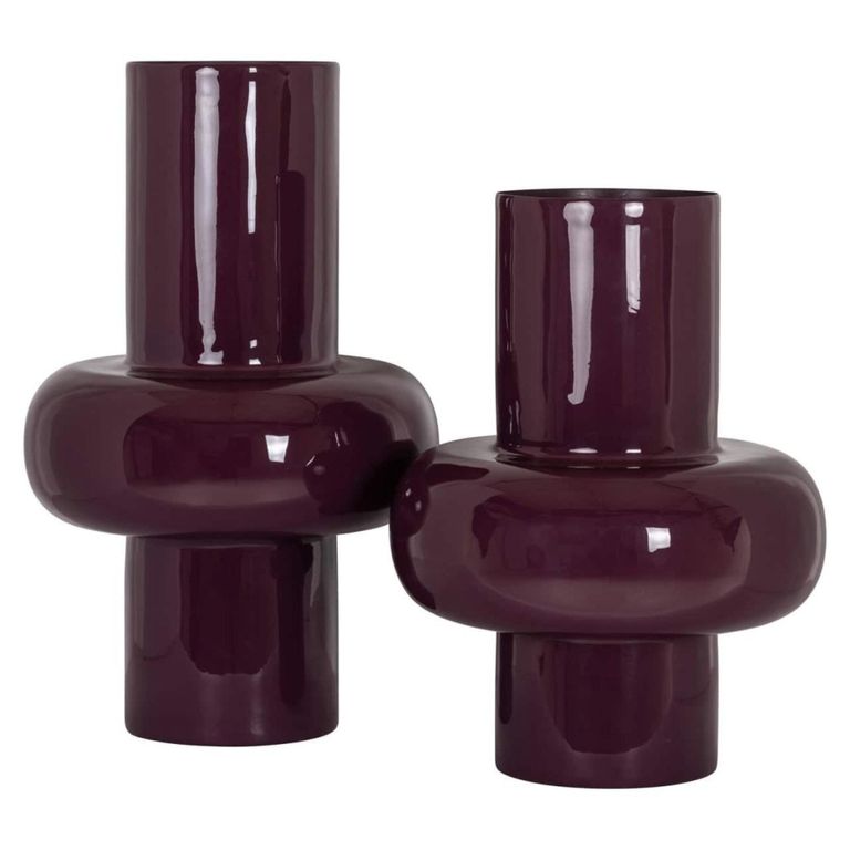Ashlyn Vase - Burgundy - Large - Metal