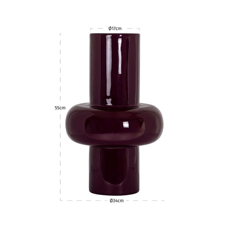 Ashlyn Vase - Burgundy - Large - Metal