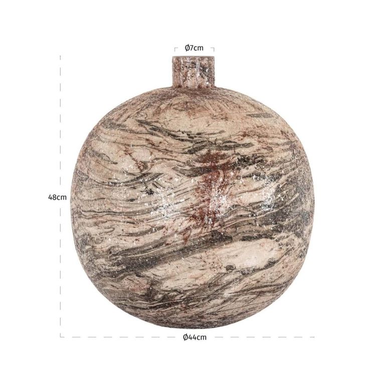 Devana Vase - Round - Beige - Metal