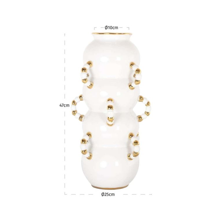 Pippy Vase - White and Gold - Ceramic