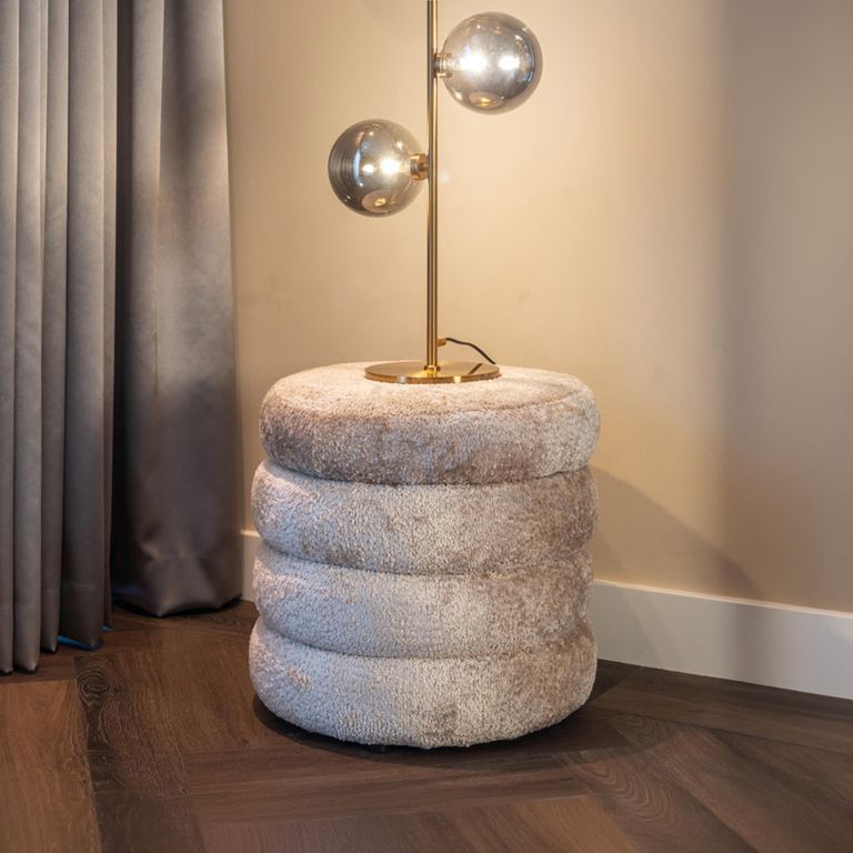 Adele Natural Fabric Pouffe