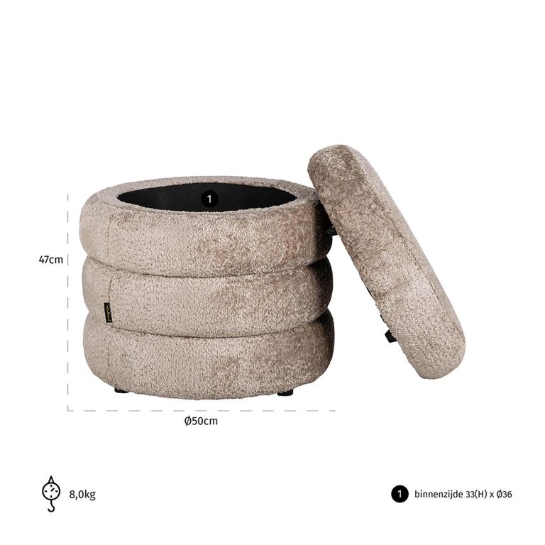 Adele Natural Fabric Pouffe