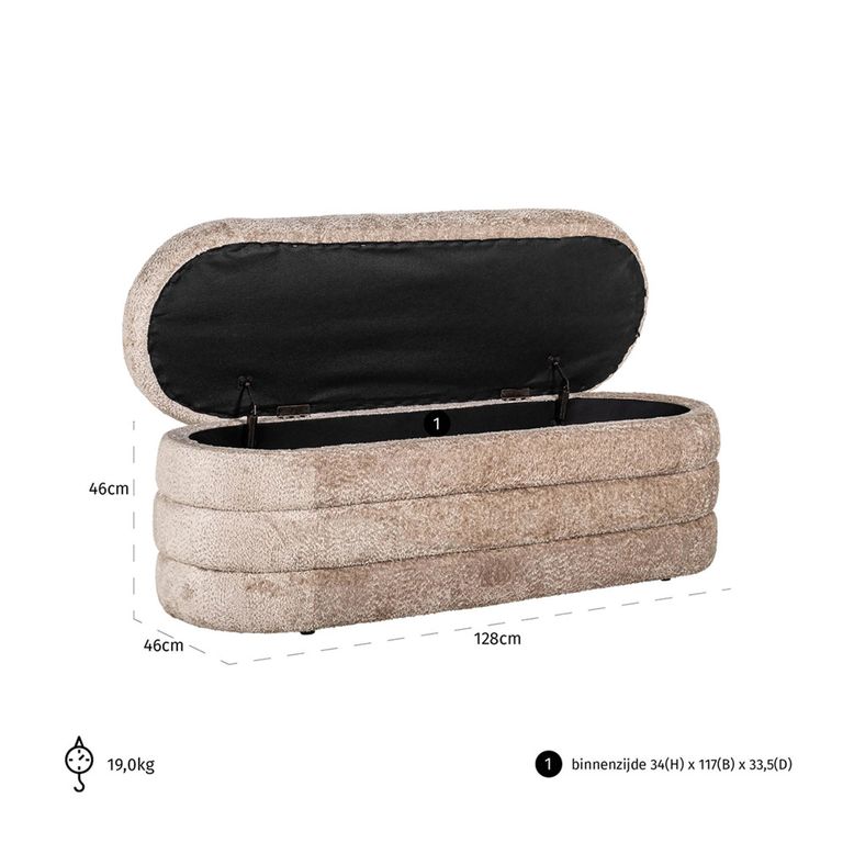 Camille Natural Fabric Pouffe