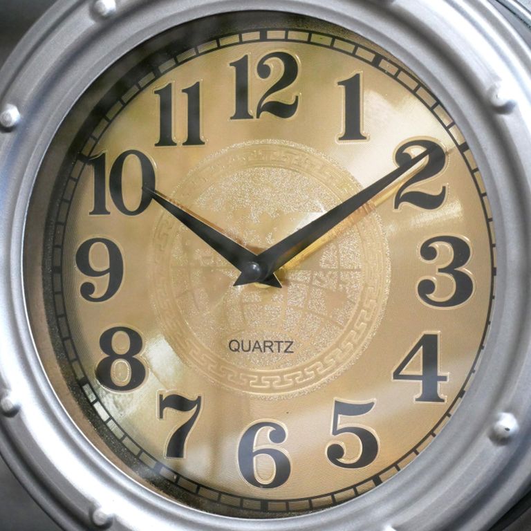 Bank Vault Wall Clock - Silver and Copper - Metal