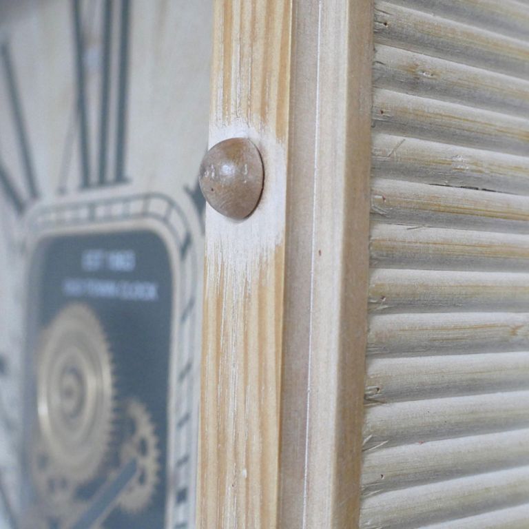 Wall Clock - with Cogs - Wood and Metal