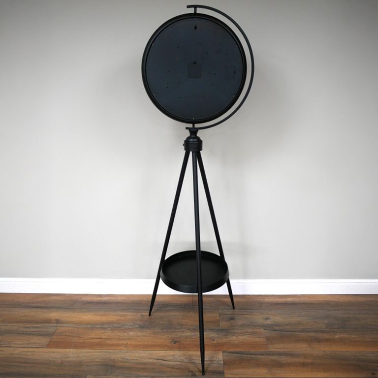 Industrial Clock - Tripod Leg - Round - Black - Metal
