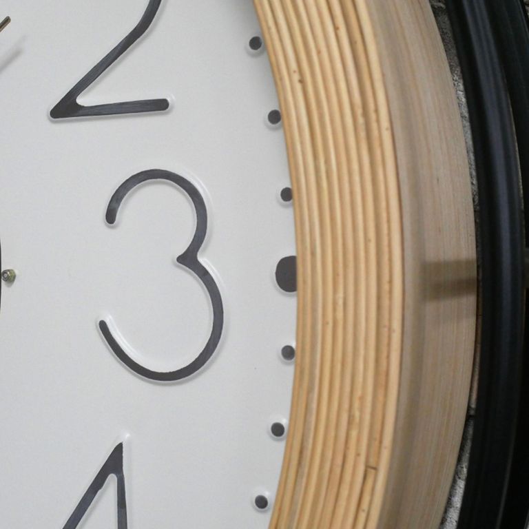Industrial Wall Clock - with Cogs - Round - Black - Wood and Metal