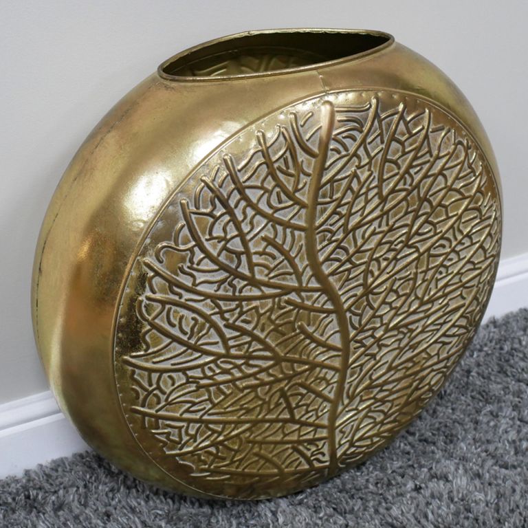 Vase - Antique Gold - Circle - Metal
