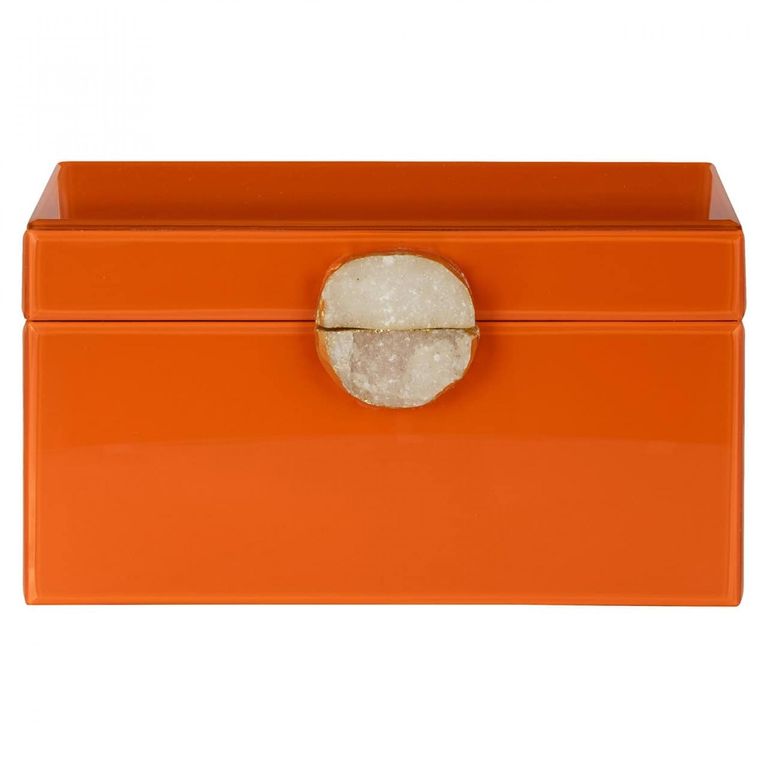 Lia Jewellery Storage Box - Orange - Glass Top