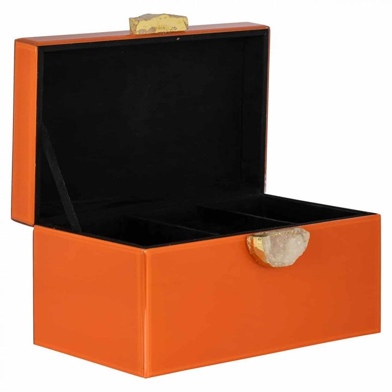 Lia Jewellery Storage Box - Orange - Glass Top