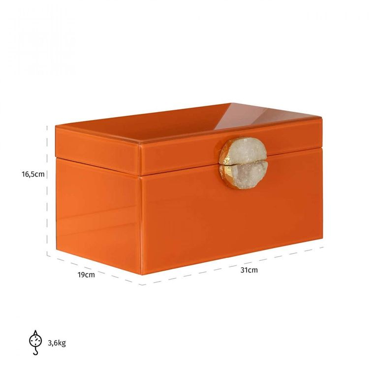Lia Jewellery Storage Box - Orange - Glass Top