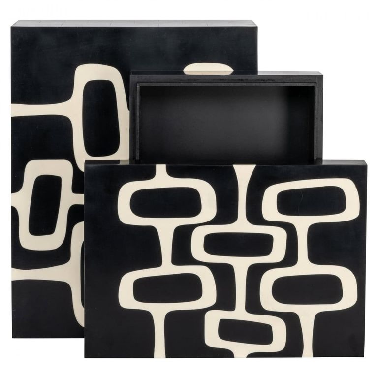 Lux Jewellery Storage Box - Set of 2 - Black and White - Ployresin