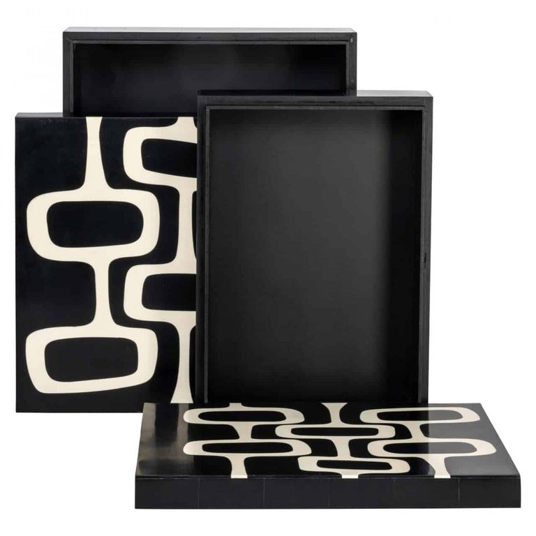 Lux Jewellery Storage Box - Set of 2 - Black and White - Ployresin