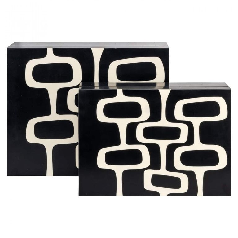 Lux Jewellery Storage Box - Set of 2 - Black and White - Ployresin