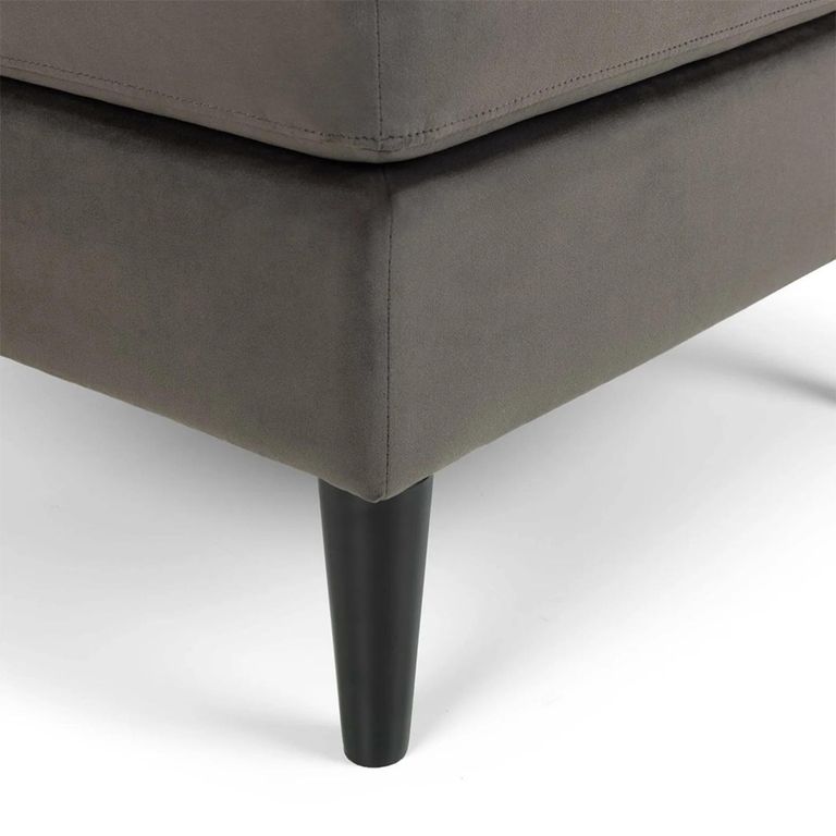 Hayward Footstool - Square - Grey Velvet - Fabric