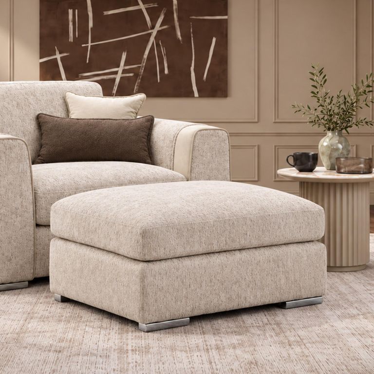 Naples Beige Fabric Footstool